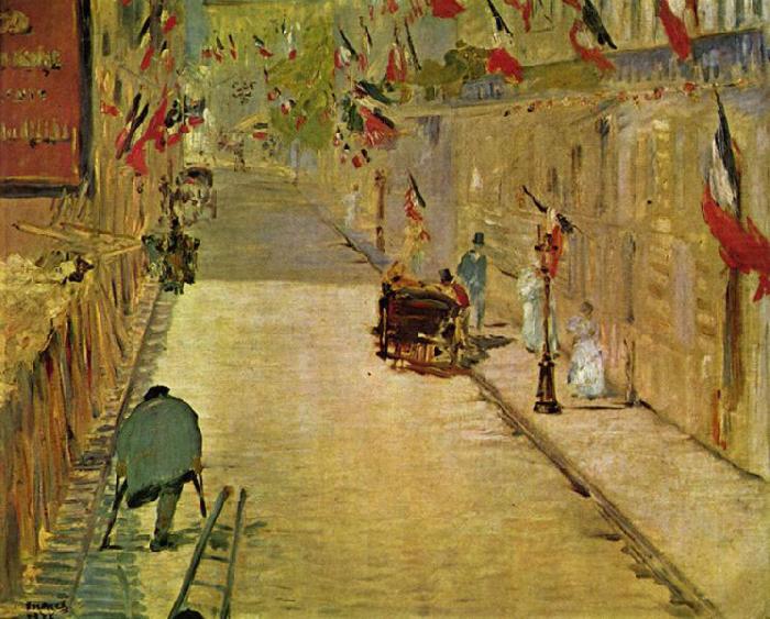 Edouard Manet Rue Mosnier mit Fahnen china oil painting image
